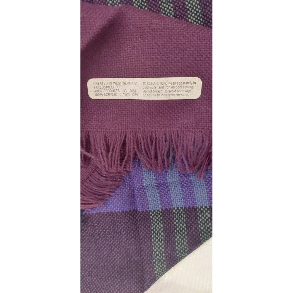 Beautiful Vintage Avon Thin Acrylic Purple Square Scarf 1989 West Germany 44x44
